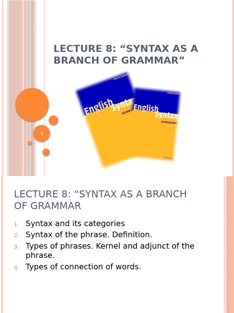 Lecture 5 Syntax (2) | PDF | Syntax | Phrase