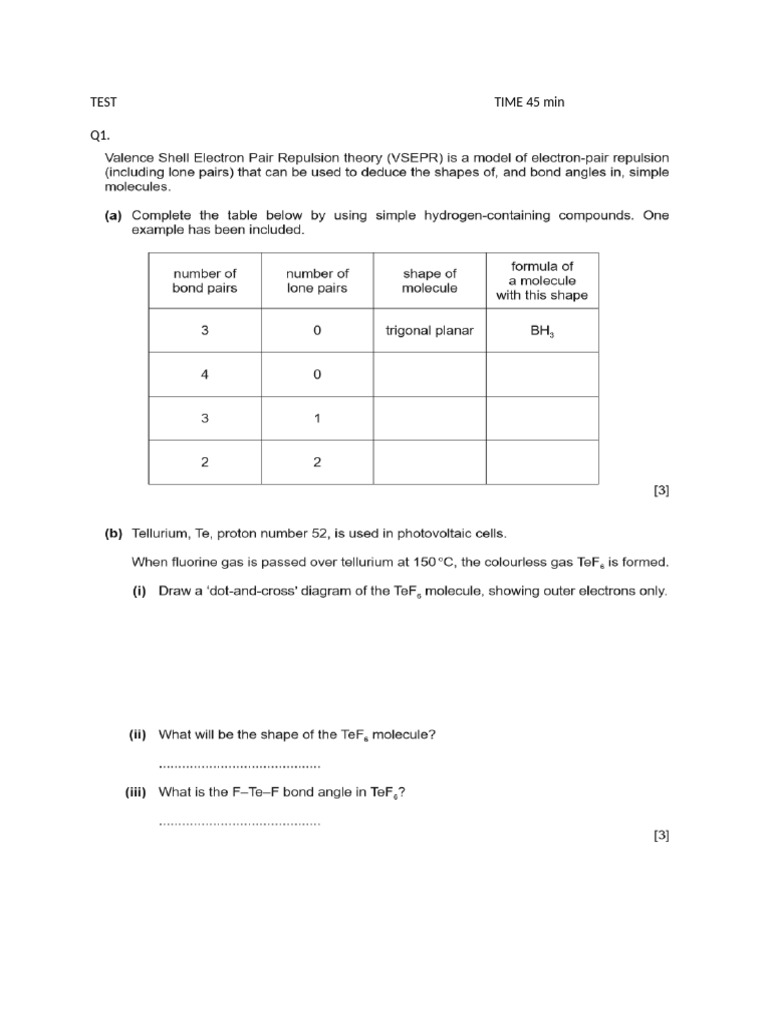 TEST Chemical Bond | PDF