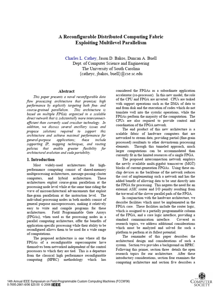 Reconfigurable FPGA Data Flow Architecture | PDF | Field Programmable ...