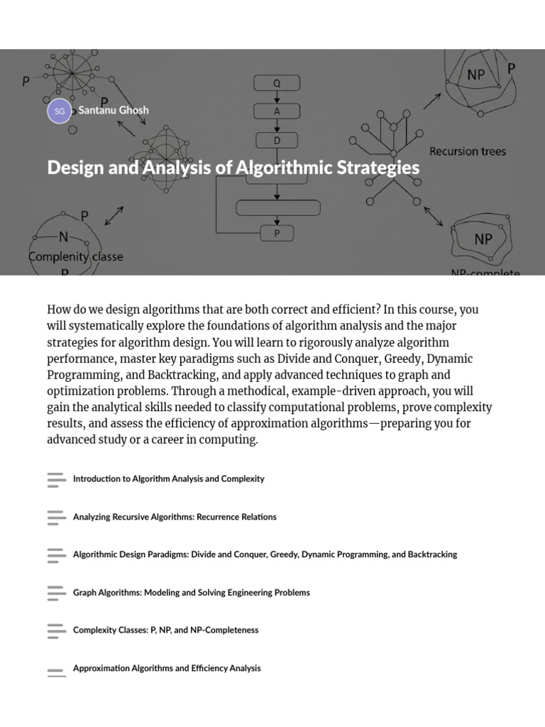 Design and Analysis of Algorithmic Strategies PUTv1vUV | PDF ...