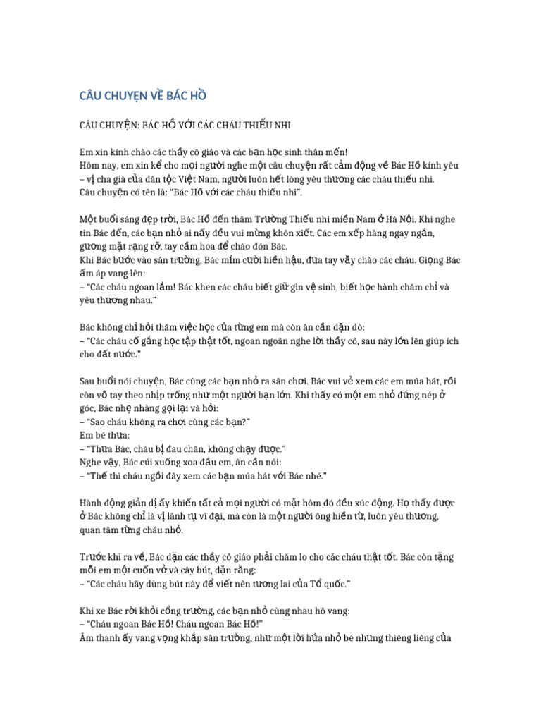 Cau Chuyen Bac Ho | PDF