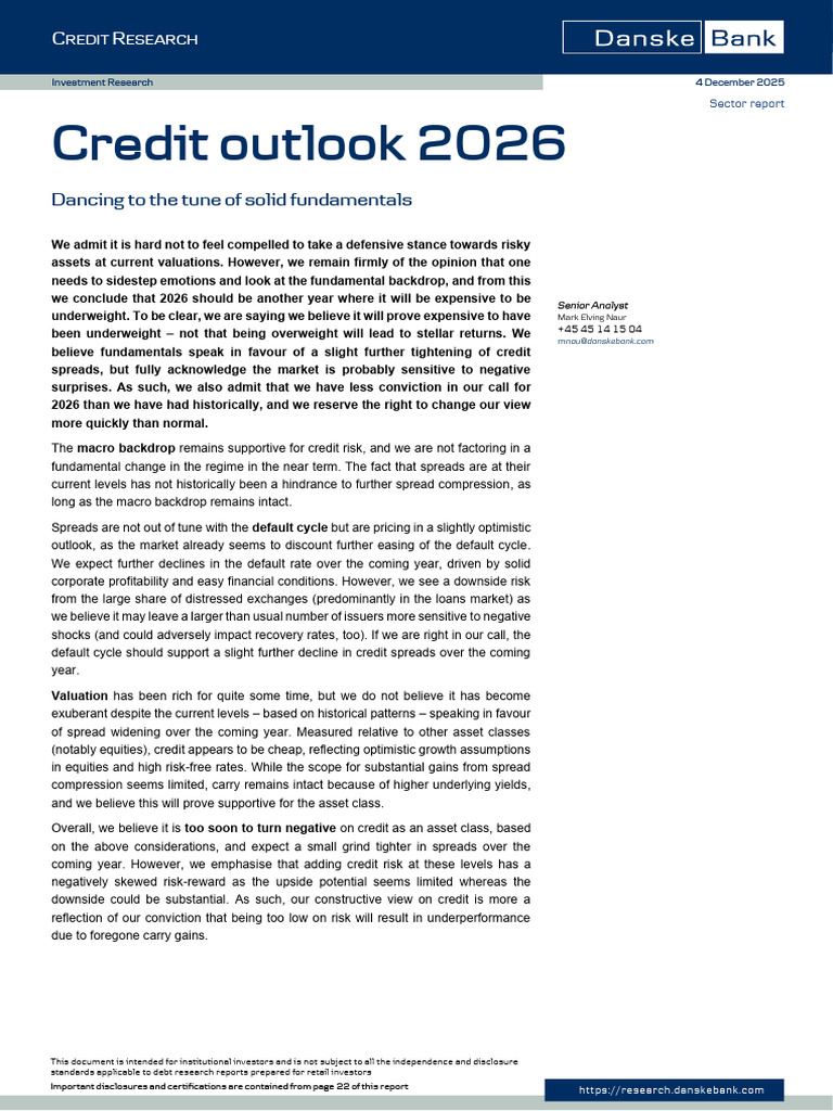 Credit Outlook 2026: Spread Trends Analysis | PDF | Risk | Bonds (Finance)