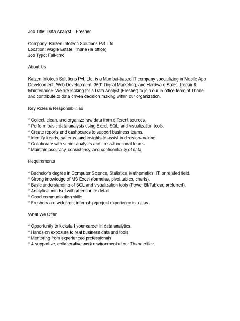 Data Analyst - JD | PDF