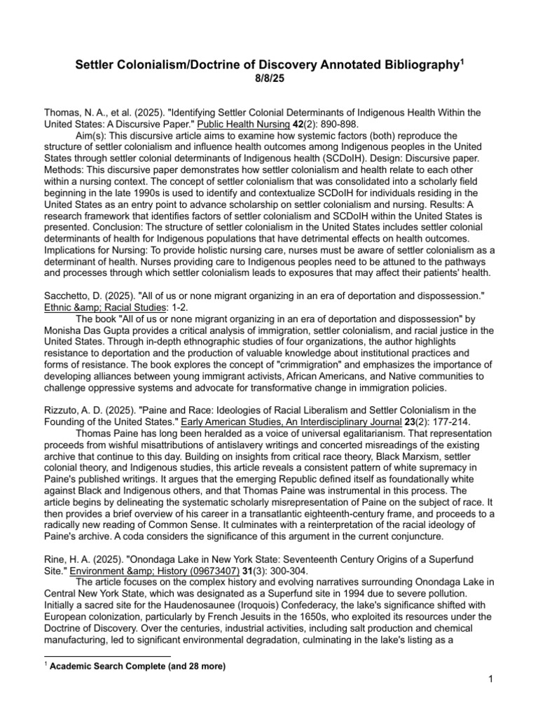 Settler Colonialism and Indigenous Health Insights | PDF