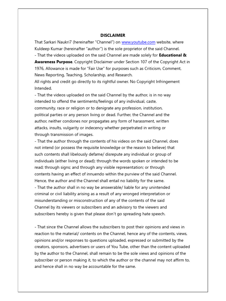 Sarkari Naukri7 Full Disclaimer | PDF | Defamation | Justice