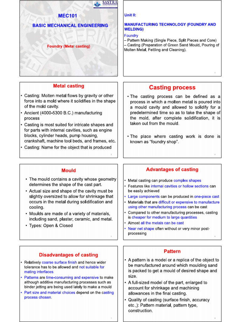 Unit 2 - Casting | PDF