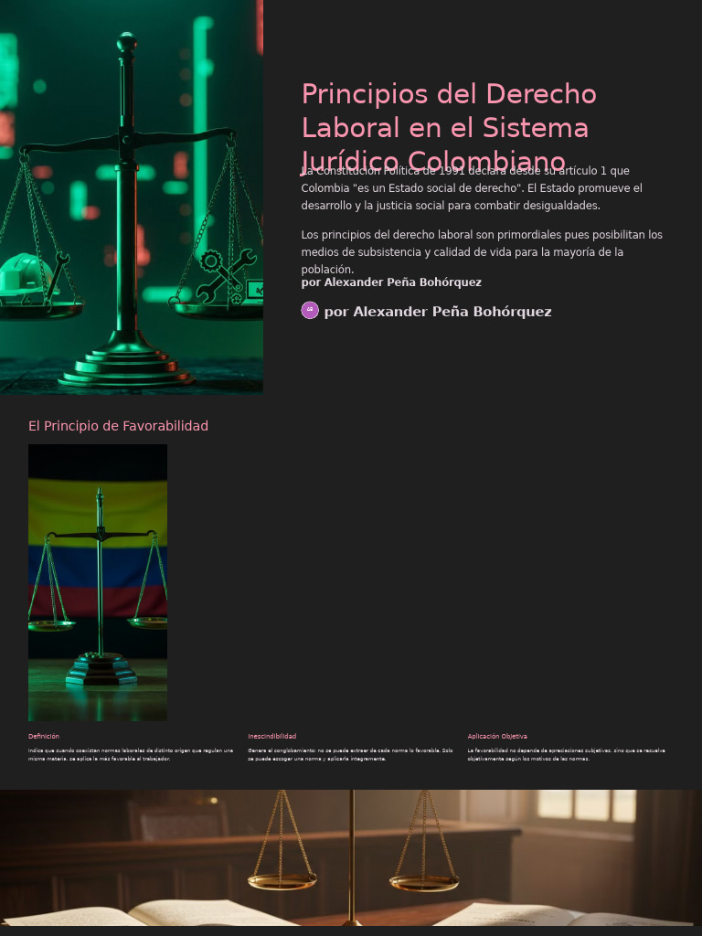 Principios Del Derecho Laboral en El Sistema Juridico Colombiano | PDF ...