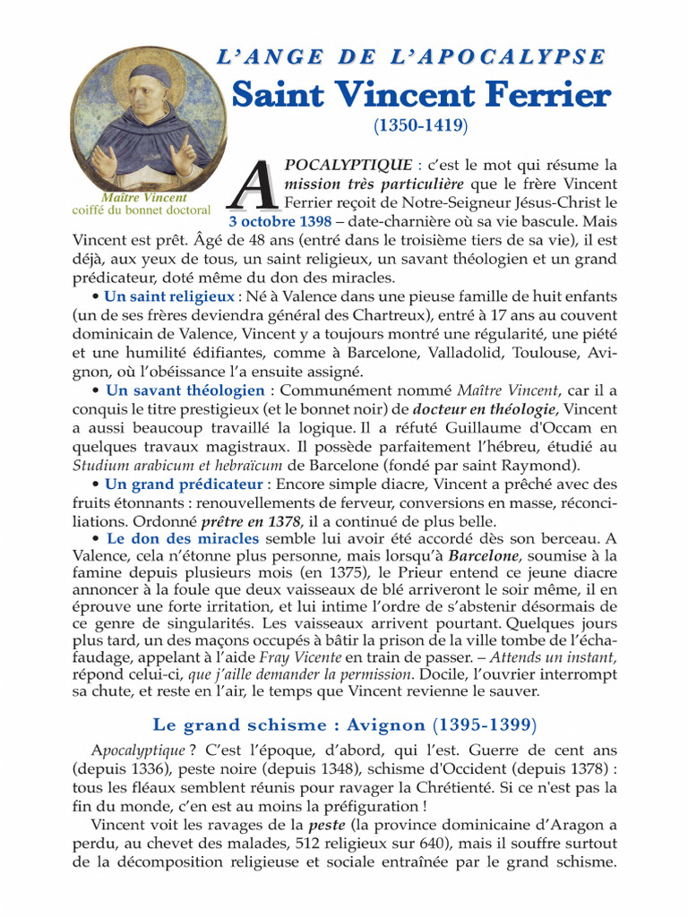 Saint Vincent Ferrier : Prédicateur Apocalyptique | PDF