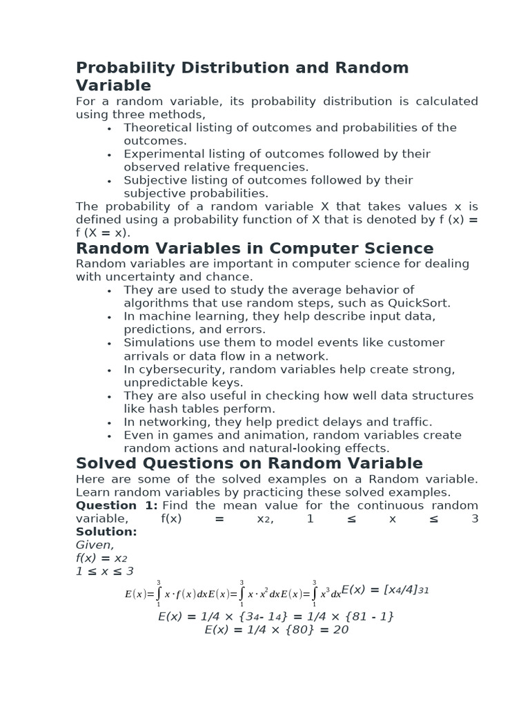 Understanding Random Variables and Distributions | PDF | Probability ...