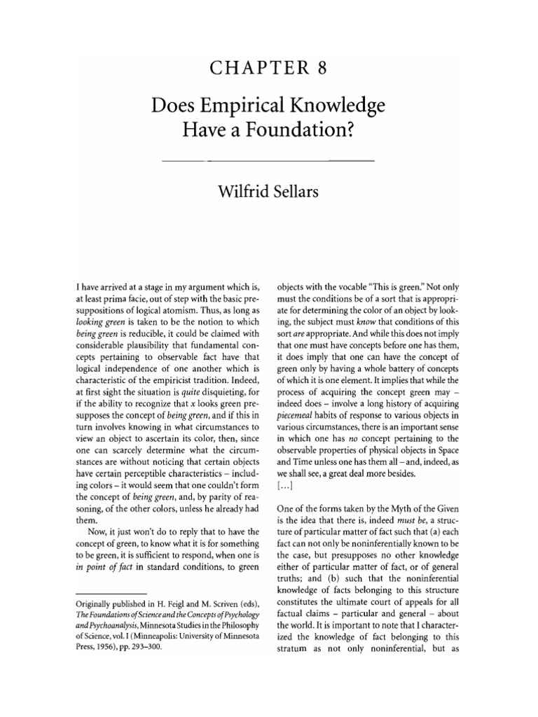 Sellars-Does Empirical Knowledge Have a Foundation | PDF | Knowledge ...