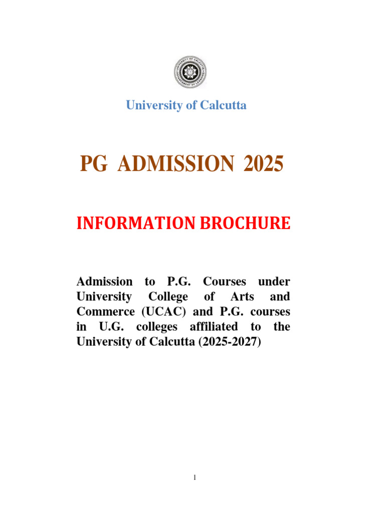 Calcutta University PG Admission 2025 Guide | PDF | Postgraduate ...