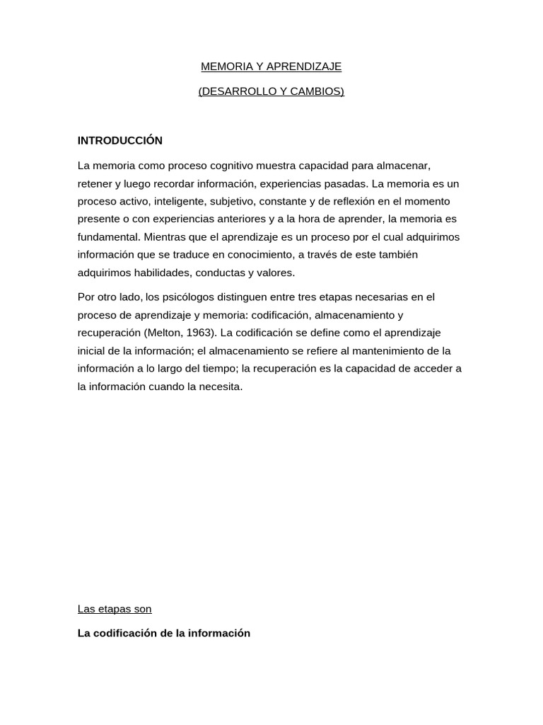 Memoria y Aprendizaje: Claves y Estrategias | PDF | Memoria | Aprendizaje
