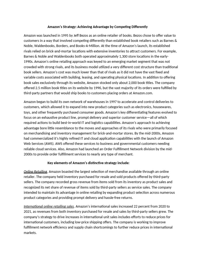 Amazon's Competitive Strategy Overview | PDF | Online Shopping | Cloud ...