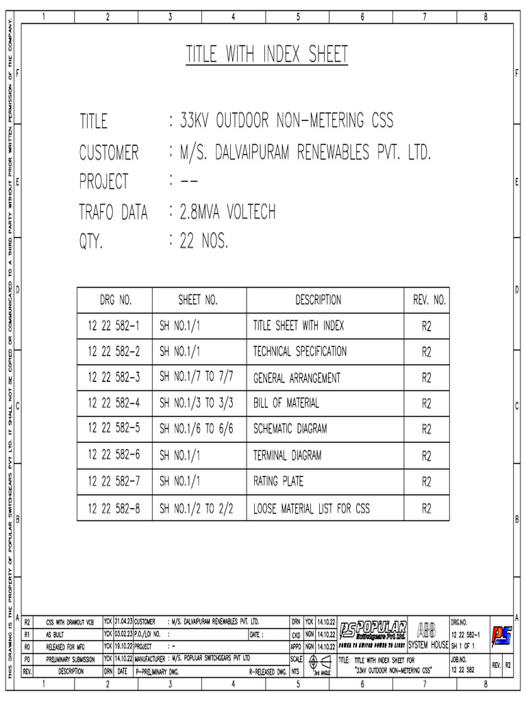 33kv Od Css With Drawout VCB - Voltech 2 - 230831 - 003526 | PDF