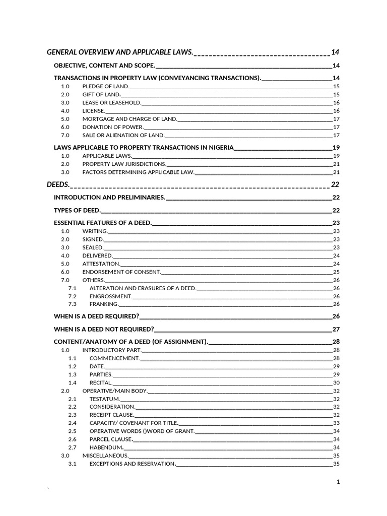 Property Law and Deeds in Nigeria | PDF | Lease | Mortgage Law