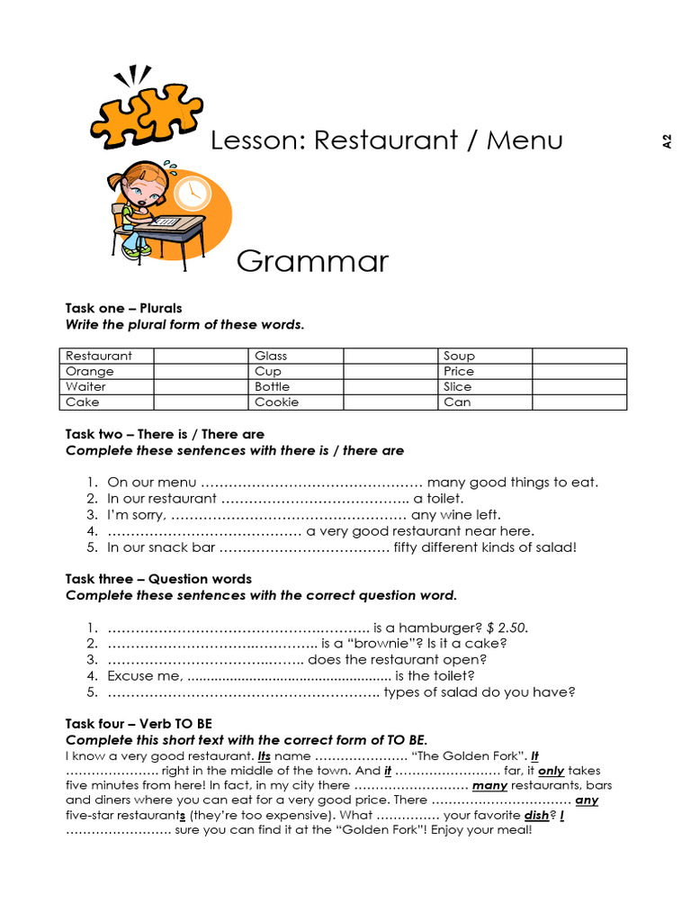 Restaurant - Menu - Activities | PDF | Restaurants | Waiting Staff