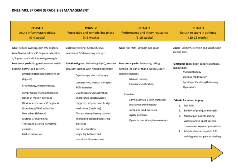 MCL Sprain Management Phases Guide | PDF | Knee | Musculoskeletal System