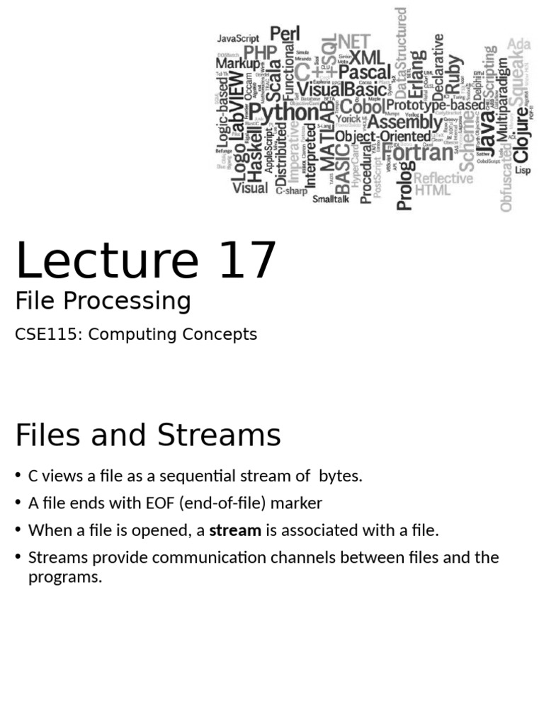 c Se 115 Lecture 17 File Processing | PDF | Computing | Computer ...