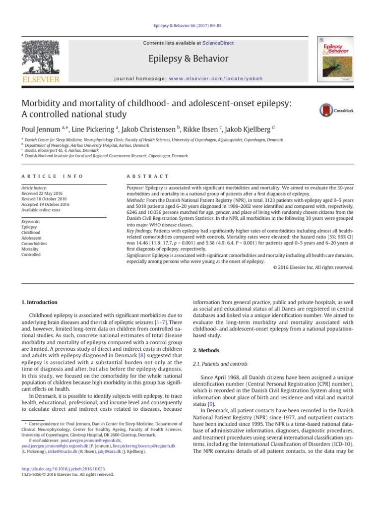 13.- Morbidity and Mortality of Childhood Epilpesy | PDF | Epilepsy ...