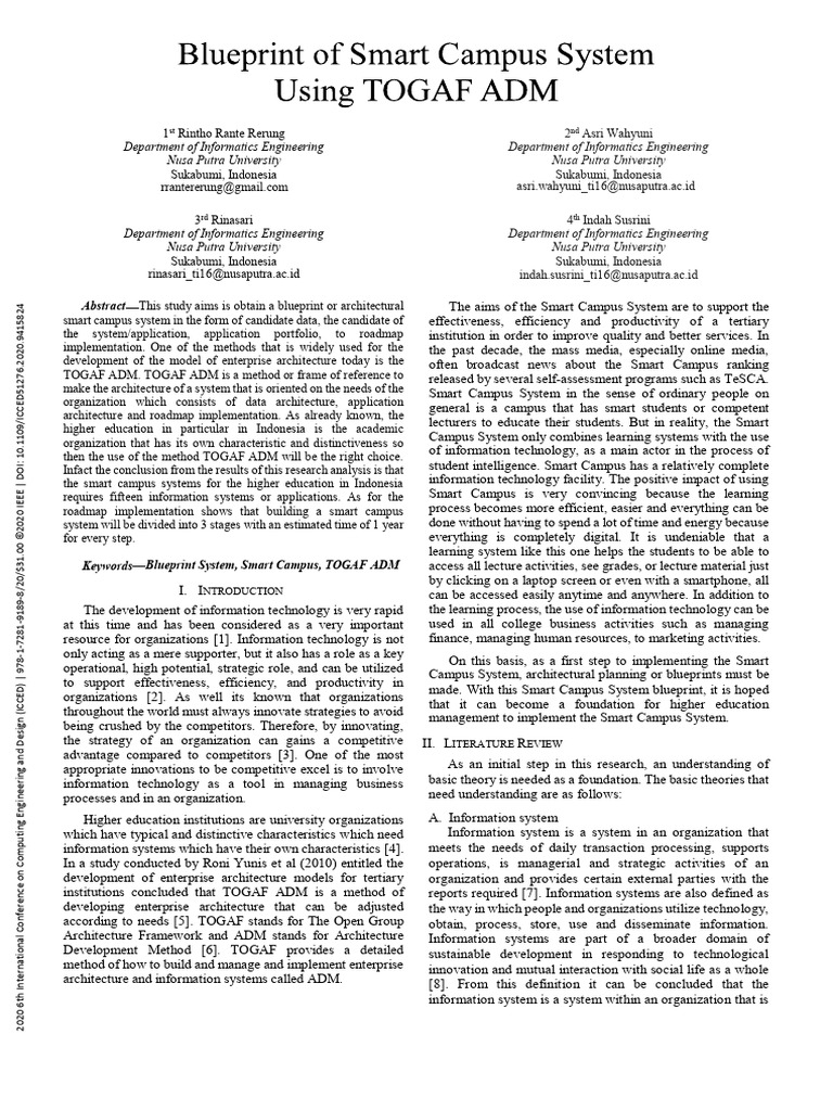 Smart Campus System Blueprint Using TOGAF | PDF | Enterprise ...