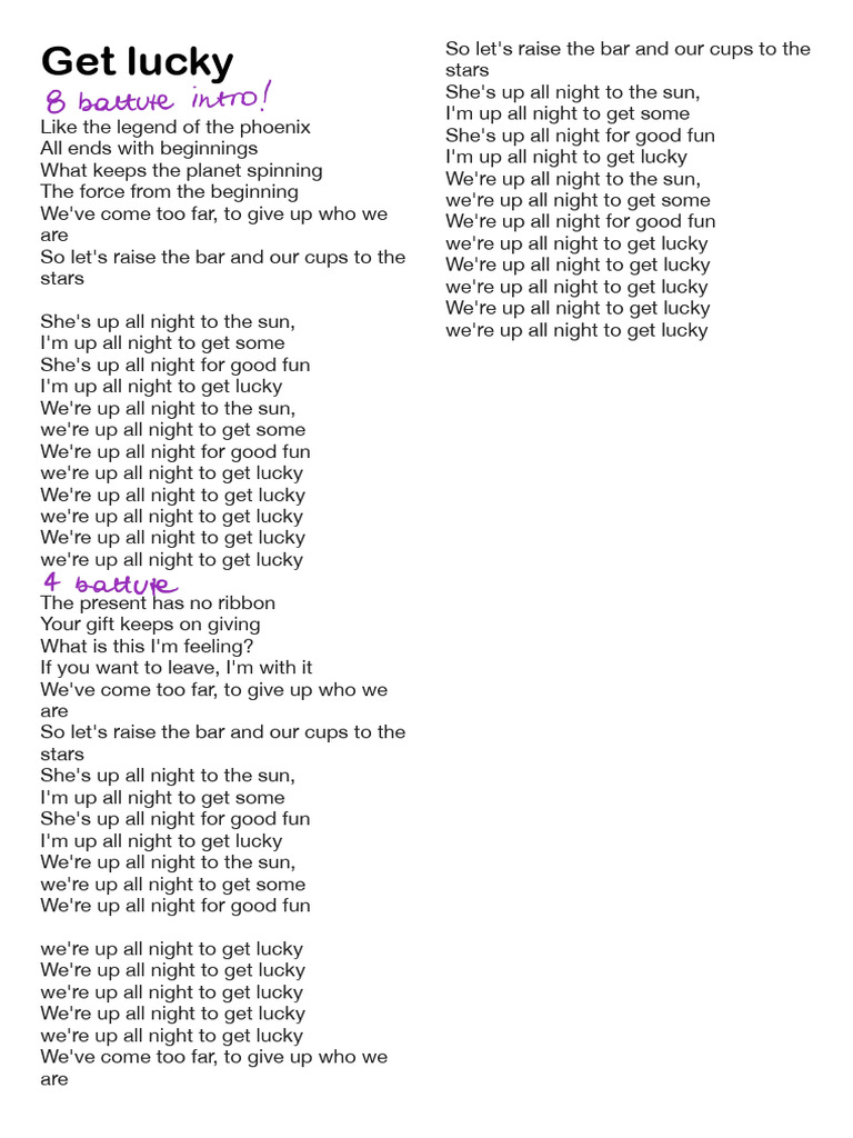 1 Get Lucky Lyrics | PDF