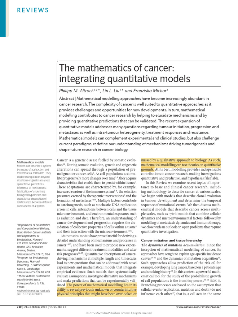 Mathematical Models in Cancer Research | PDF | Metastasis | Neoplasms