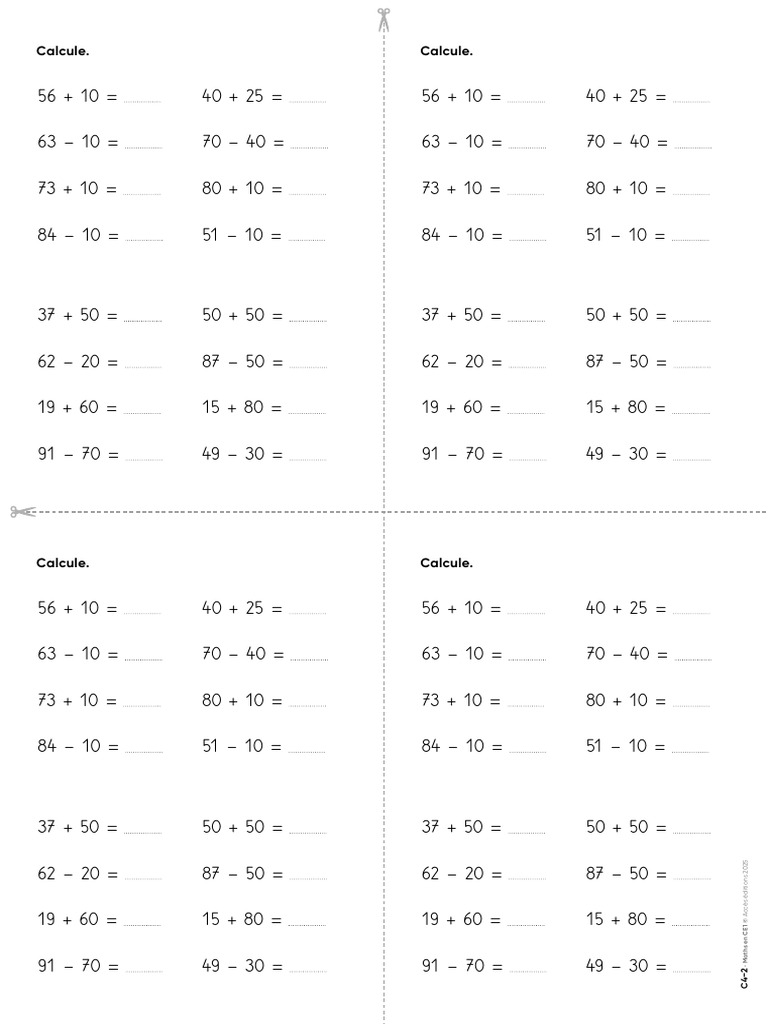 CE1 Maths Addition and Subtraction Exercises | PDF
