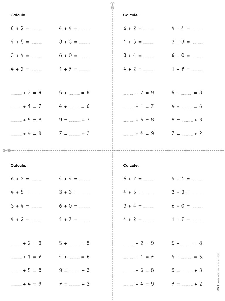 CE1 Maths Addition Exercises | PDF