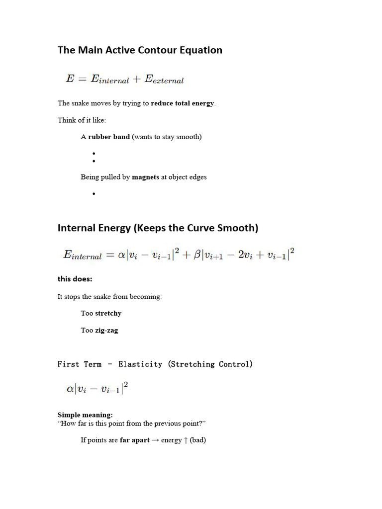 Active Contour Equation Explained | PDF