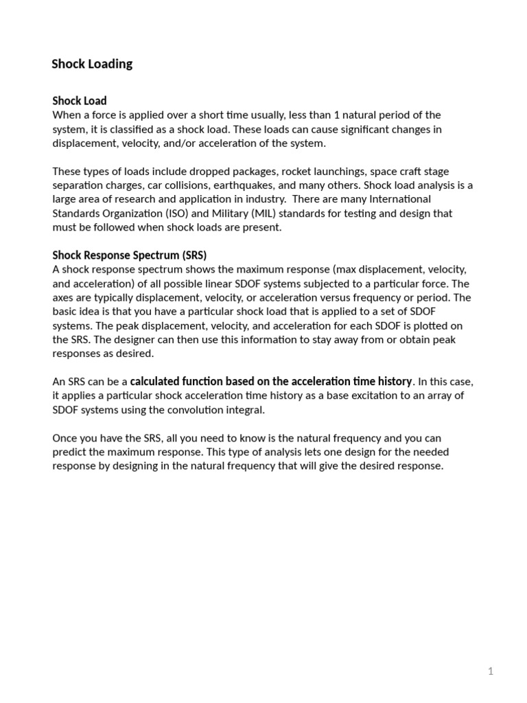 Shock Load Analysis and Response Spectrum | PDF | Bending | Physics