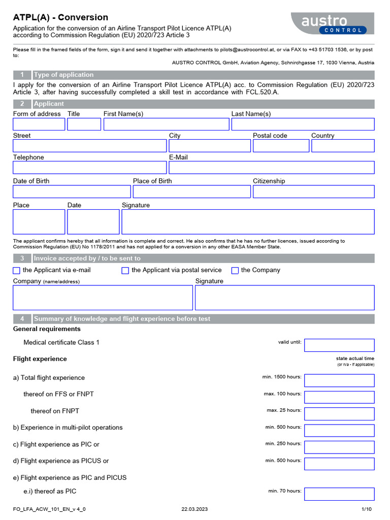 ATPL(A) Licence Conversion Application | PDF | Flight Instructor ...