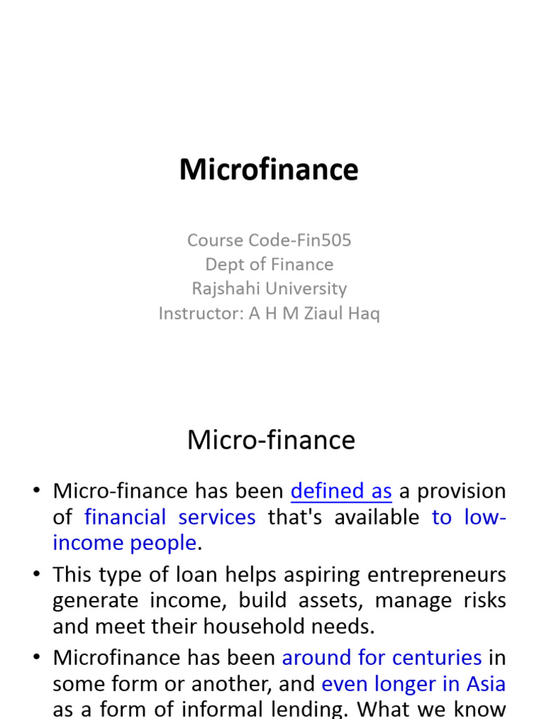 Understanding Microfinance Basics | PDF | Microfinance | Microcredit