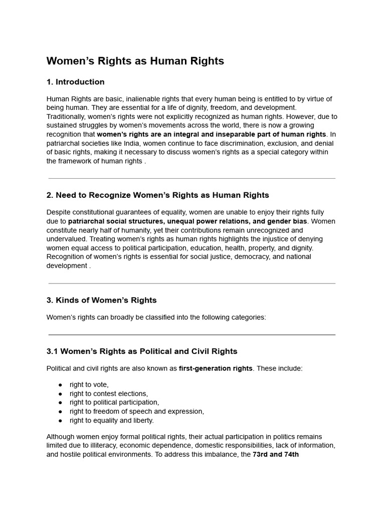 Women’s Rights as Human Rights | PDF | Women's Rights | Discrimination ...