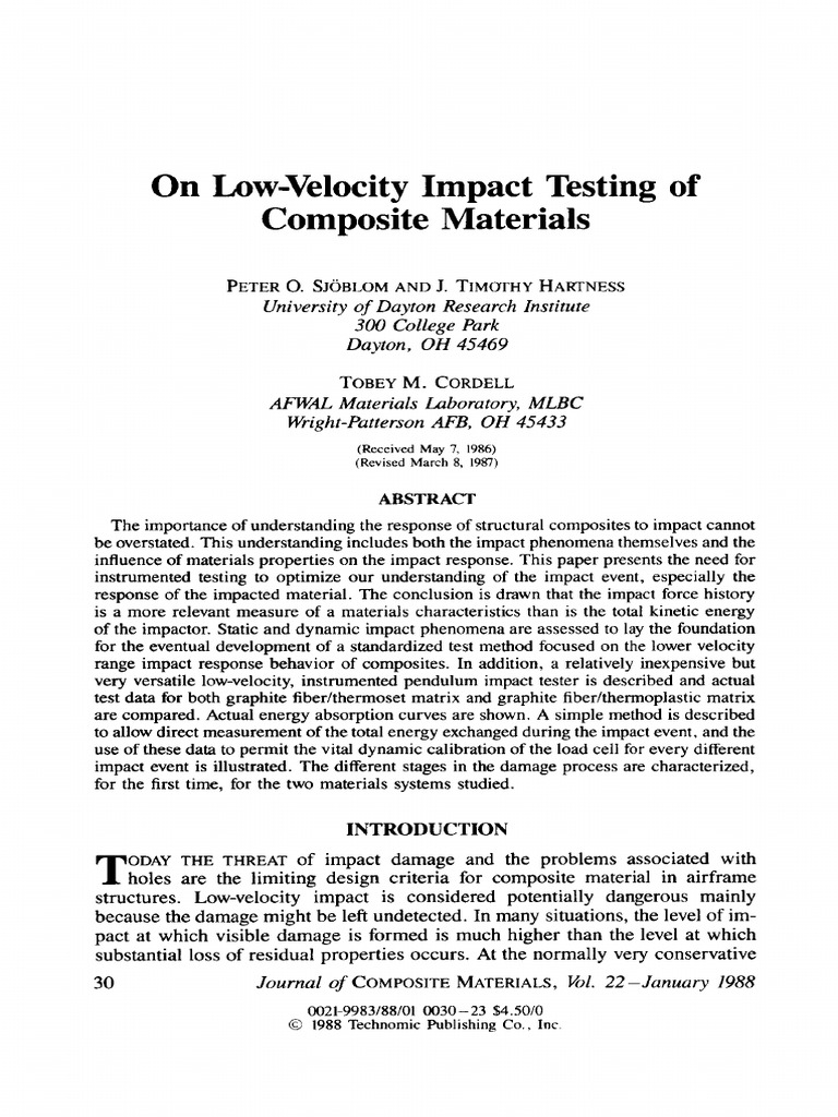 Low-Velocity Impact Testing of Composites | PDF | Deformation ...