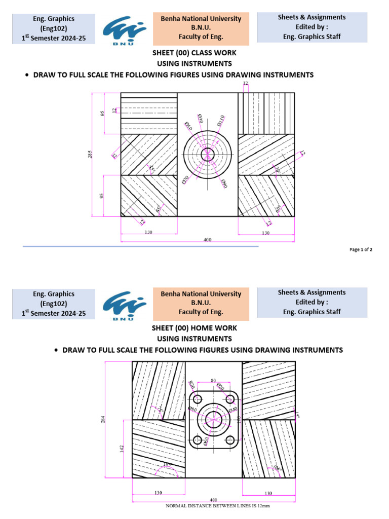 Engineering Graphics Assignments 2024-25 | PDF