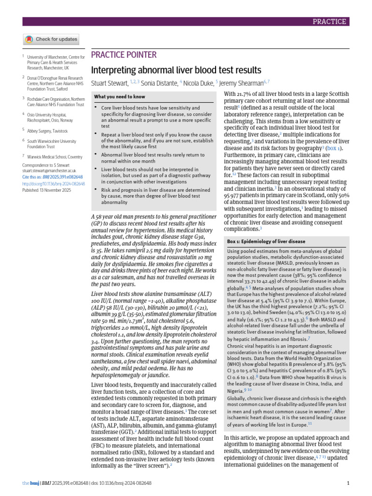 Interpreting Abnormal Liver Tests | PDF | Cirrhosis | Clinical Medicine