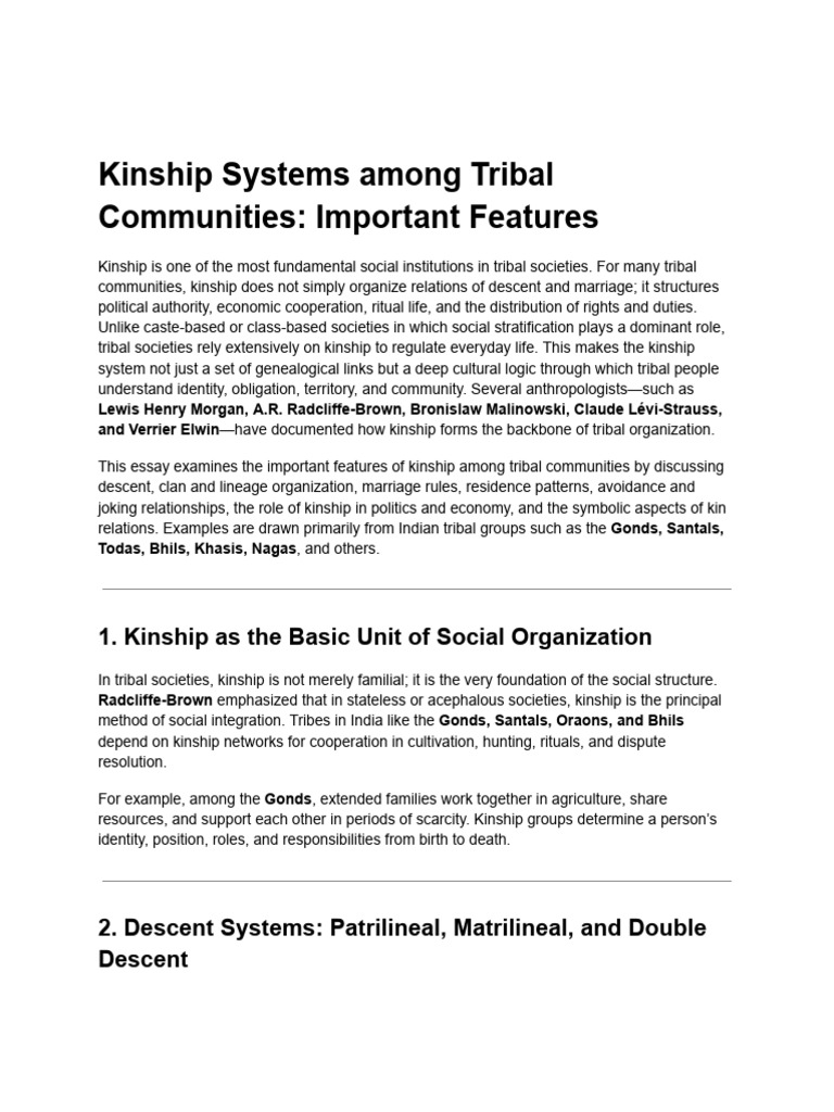 Tribal kinship | PDF | Kinship | Tribe