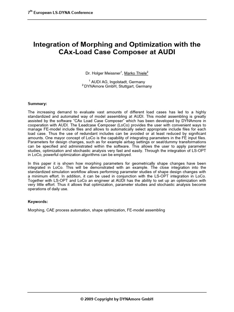 Integration of Morphing and Optimization With the CAx-Load Case ...