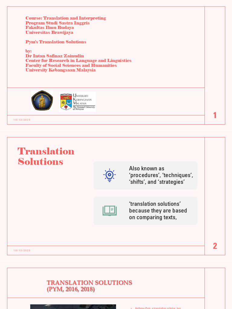 Translation Solutions in Linguistics | PDF | Translations | Human ...