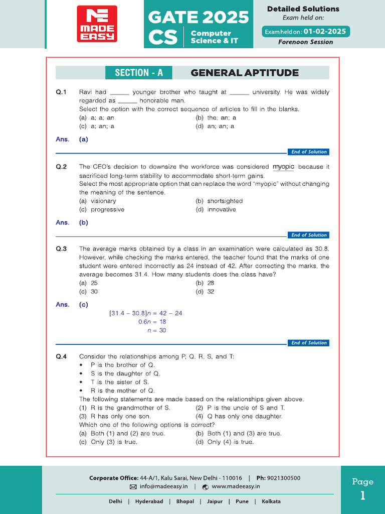 General Aptitude Practice Questions | PDF | Fat | Transmission Control ...