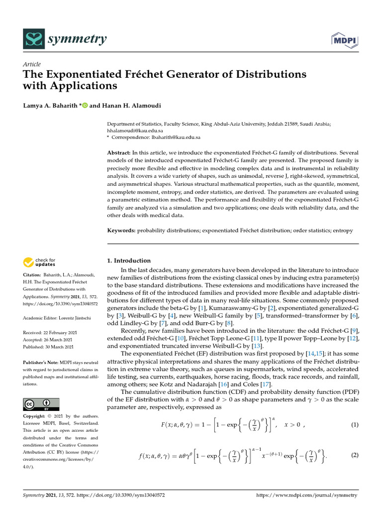 Exponentiated Fréchet Distribution Models | PDF | Exponential Function ...