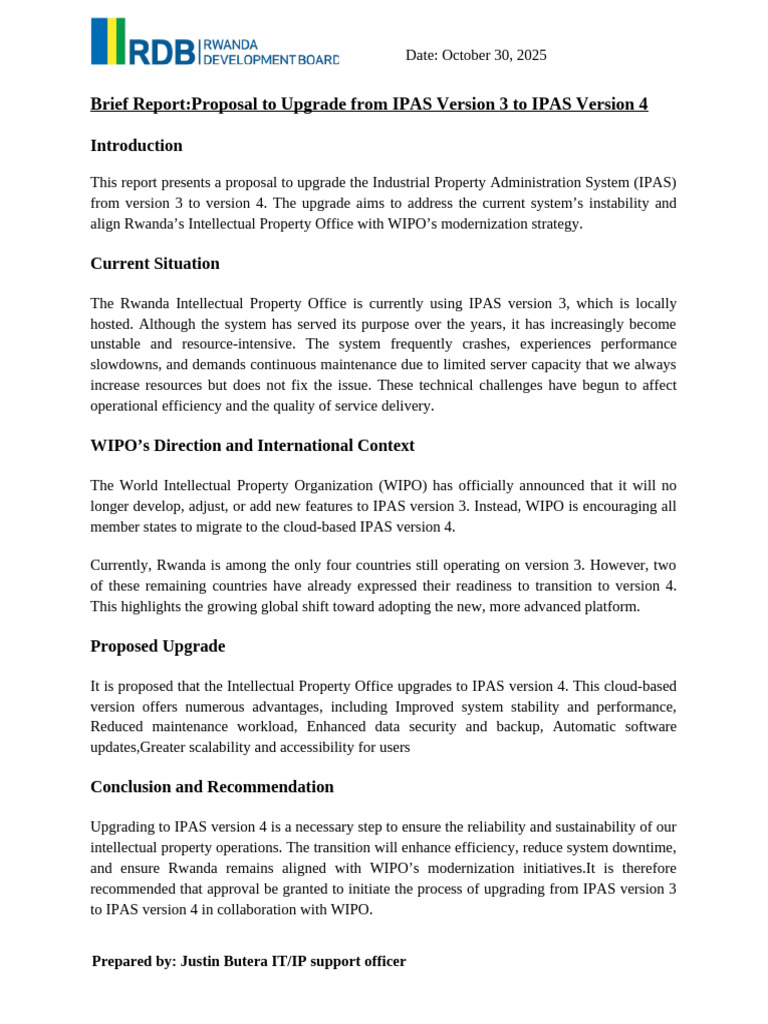 Brief Report IPAS Upgrade | PDF