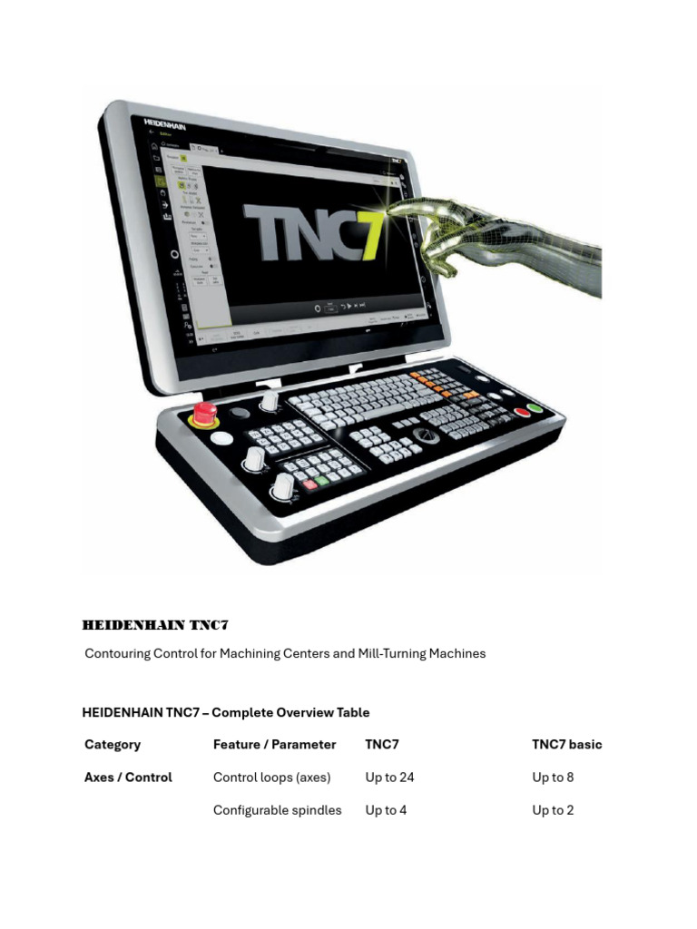 HEIDENHAIN TNC7 Control Overview | PDF | Machines | Mechanical Engineering