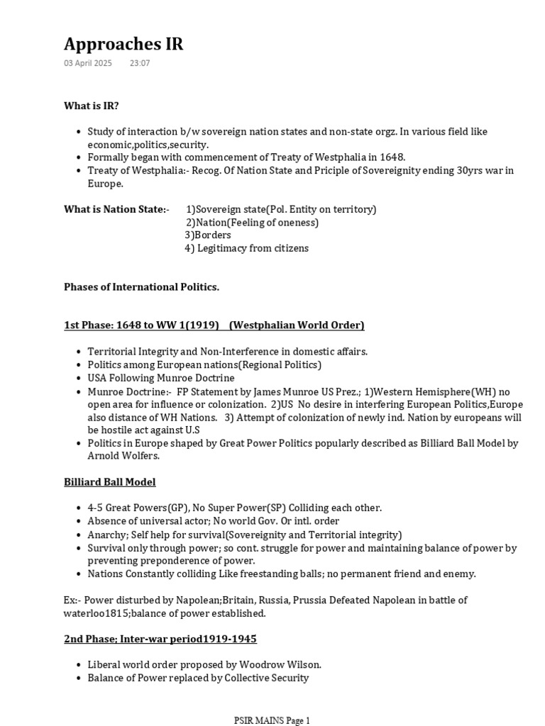 What is IR | PDF | World Systems Theory | Marxism