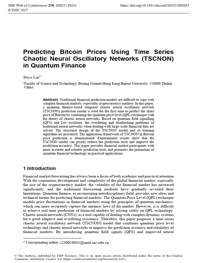 Predicting Bitcoin Prices Using Time Series Chaotic Neural Oscillatory ...