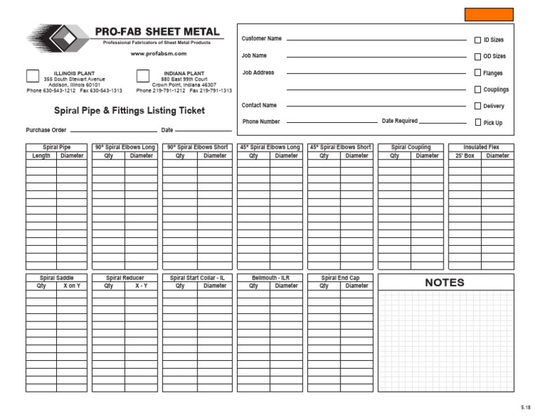 Spiral Pipe and Fittings Form | PDF
