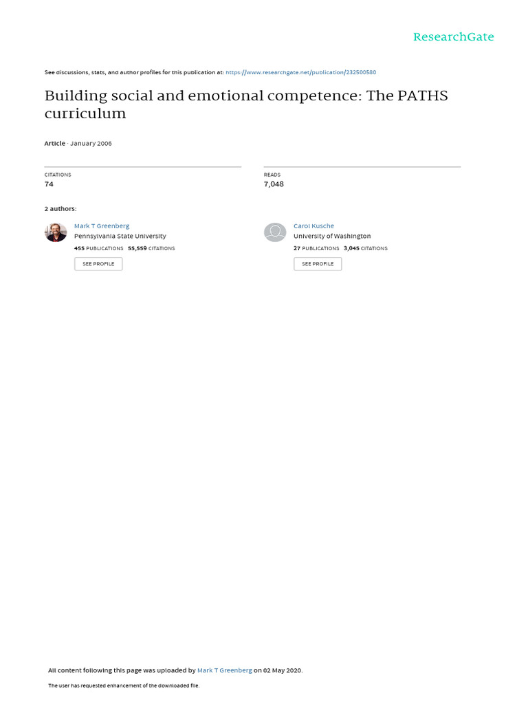 PATHS Curriculum for Social-Emotional Learning | PDF | Emotions ...