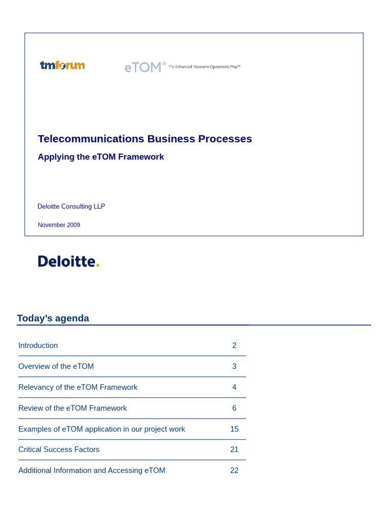 eTOM Framework for Telecom Processes | PDF | Customer Relationship ...