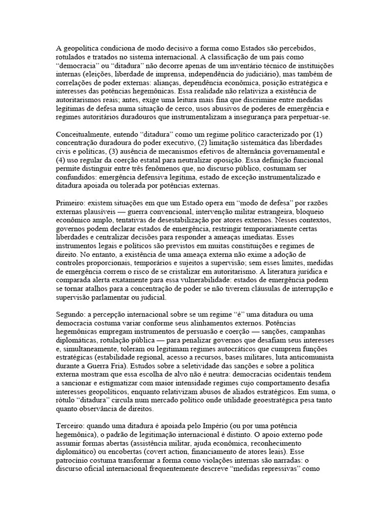 Geopolítica e a Classificação de Regimes | PDF | Economia | Ideologias ...