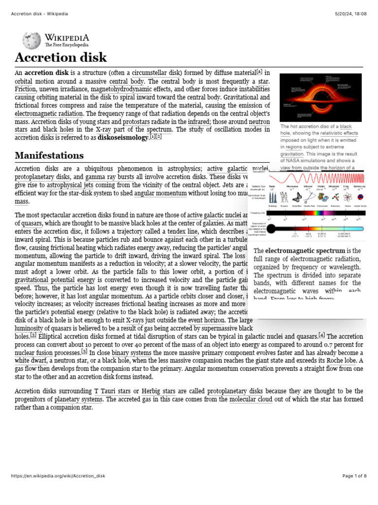 Accretion Disk - Wikipedia | PDF | Astronomy | Mechanics